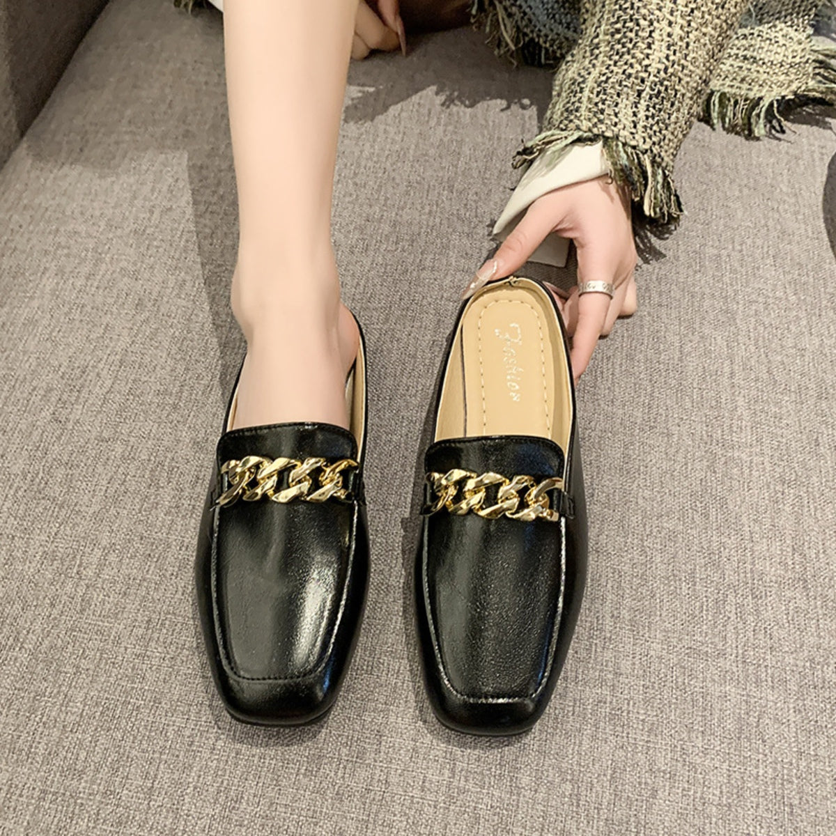 PU Leather Square Toe Flat Loafers - AllIn Computer