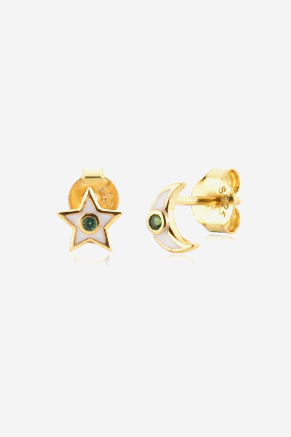 Star and Moon Zircon Mismatched Earrings - AllIn Computer