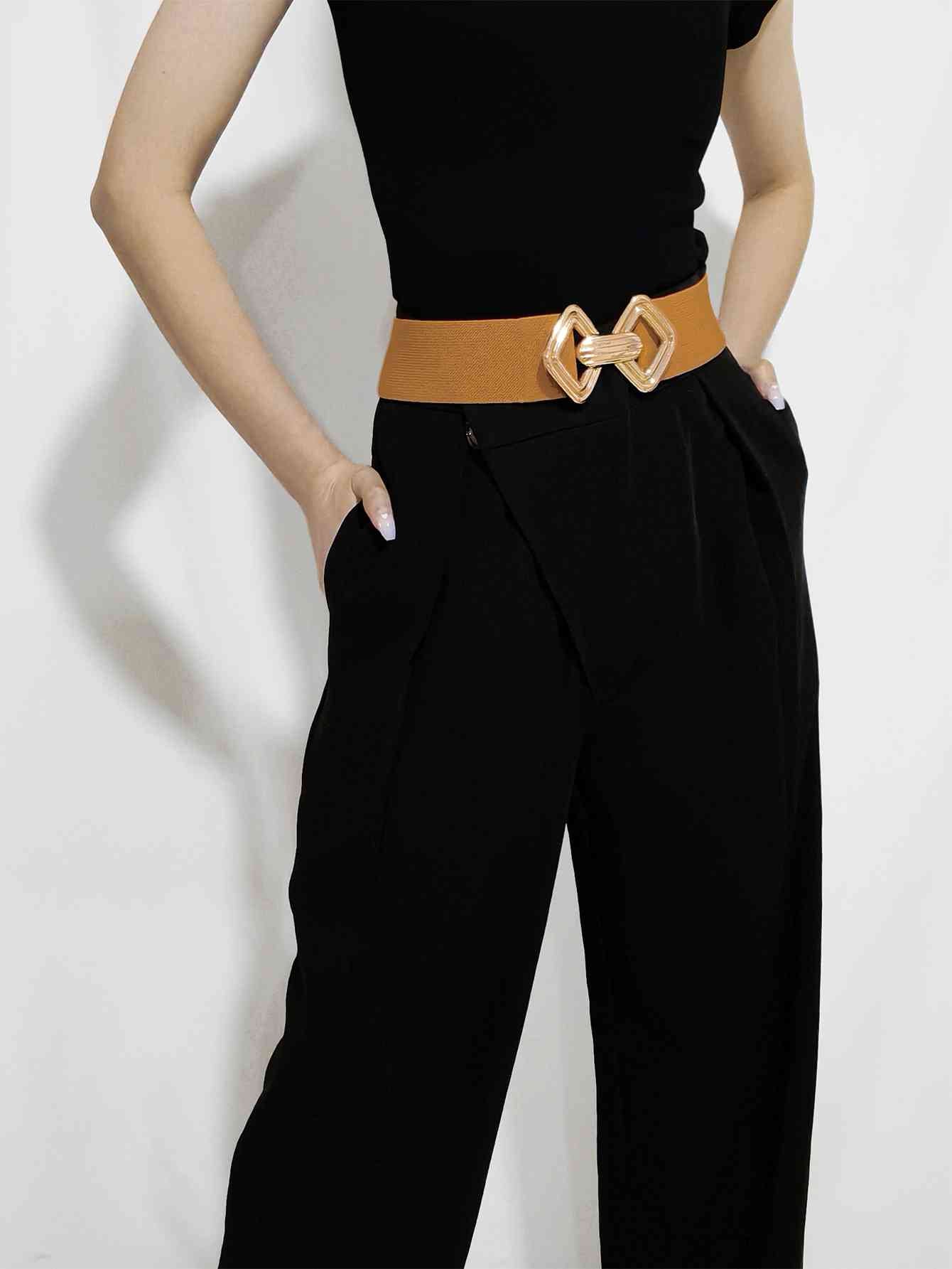 Geometric Buckle Elastic Wide Belt - AllIn Computer