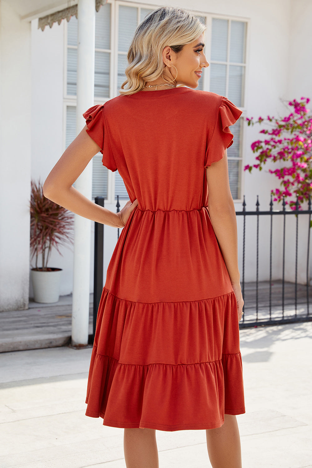 Ruched Notched Cap Sleeve Dress - AllIn Computer