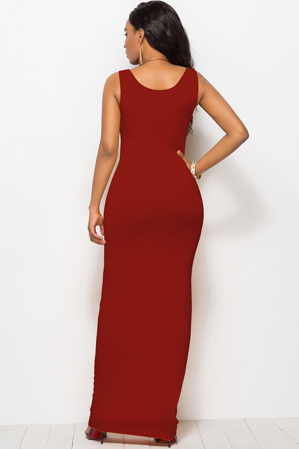Scoop Neck Wide Strap Maxi Dress - AllIn Computer
