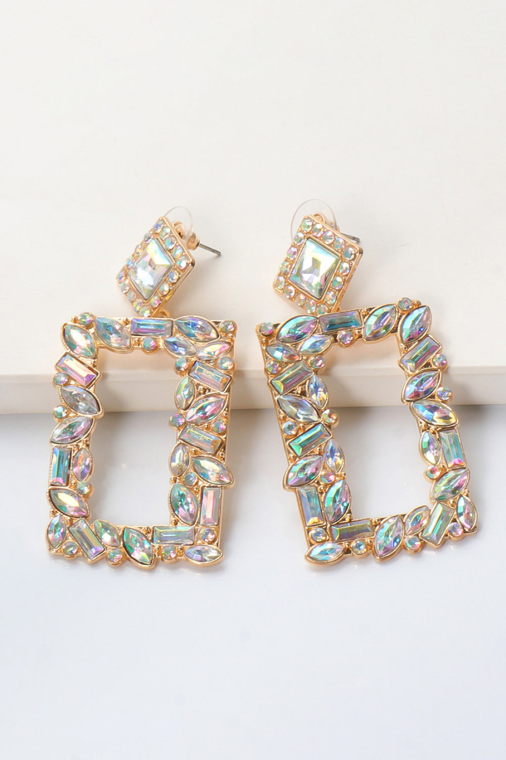 Square Shape Glass Stone Dangle Earrings - AllIn Computer