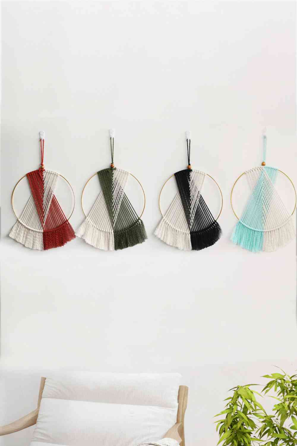 Contrast Fringe Round Macrame Hanging Wall Piece - AllIn Computer