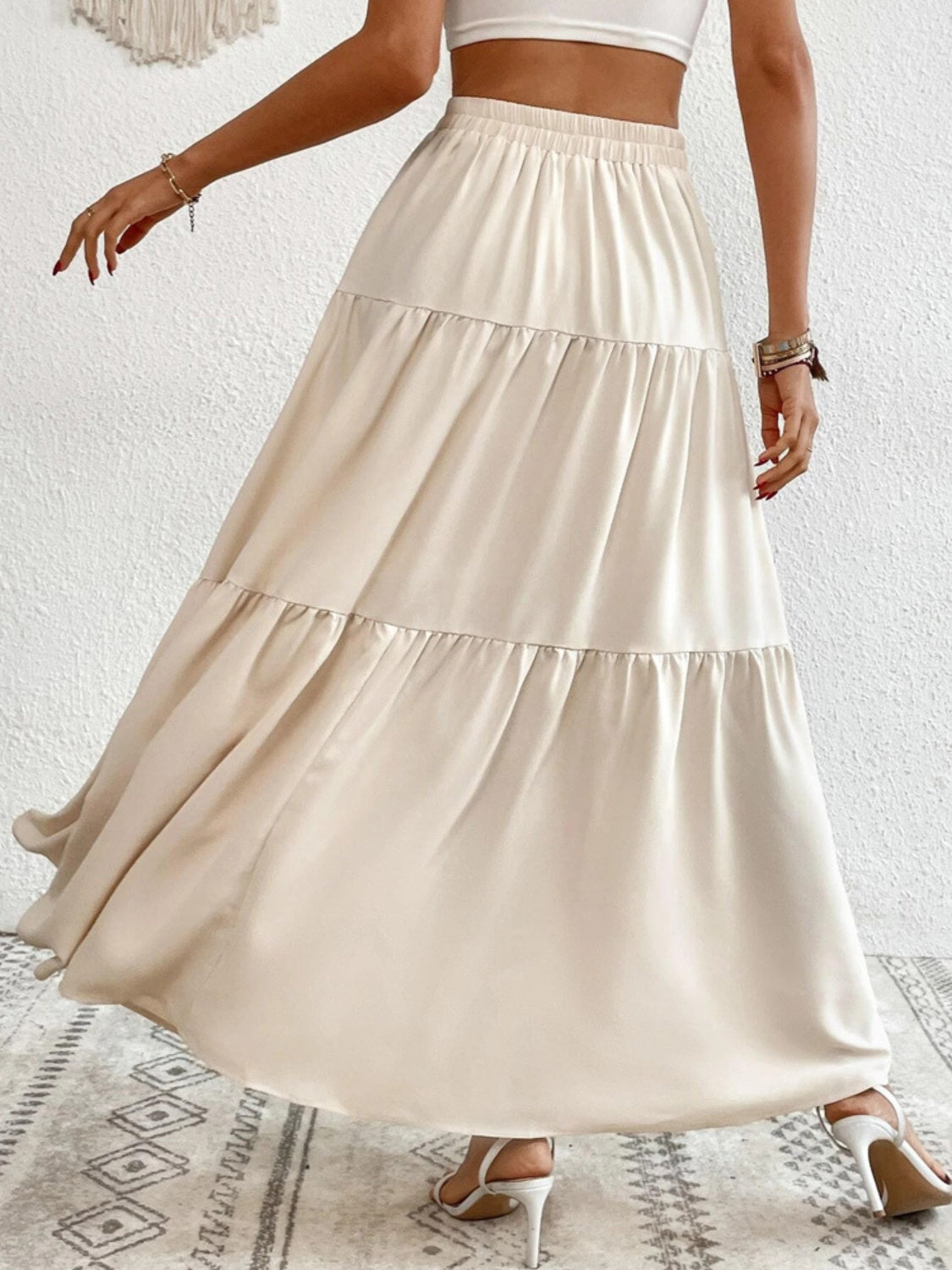 Decorative Button Tiered Skirt - AllIn Computer