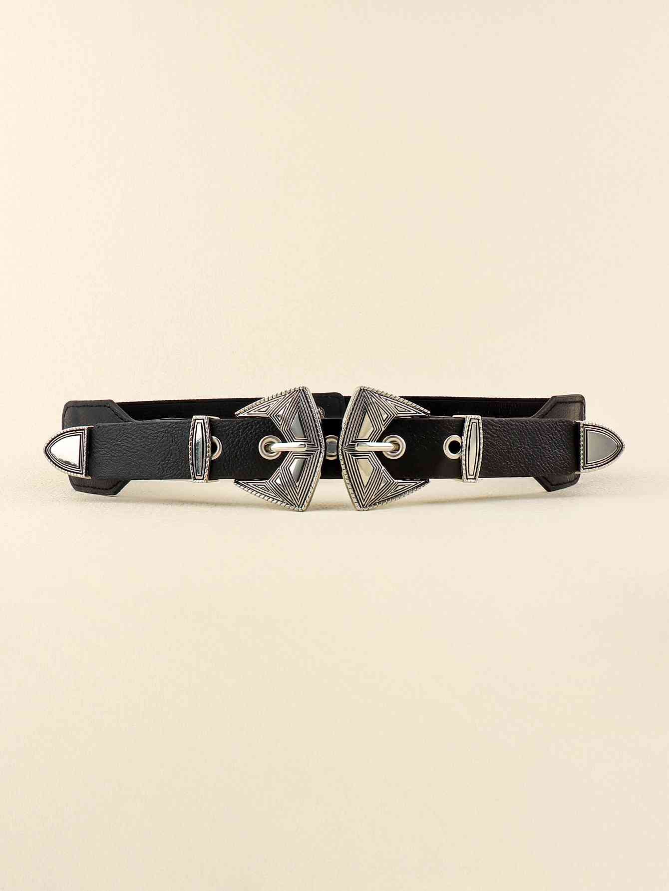 Double Buckle PU Leather Belt - AllIn Computer
