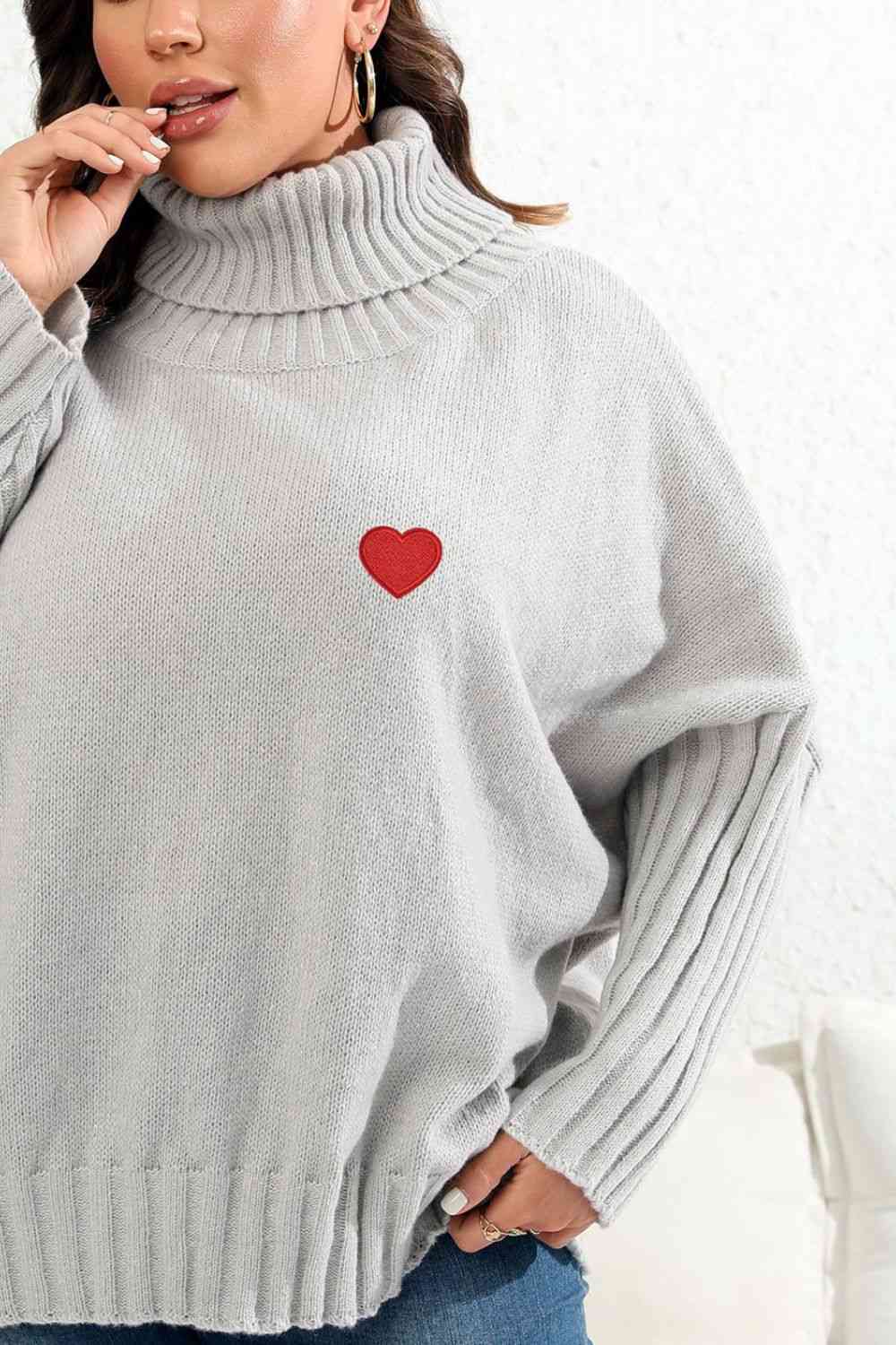 Plus Size Turtle Neck Long Sleeve Sweater - AllIn Computer