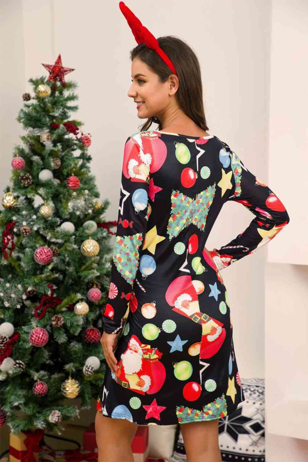Full Size Christmas Long Sleeve Dress - AllIn Computer
