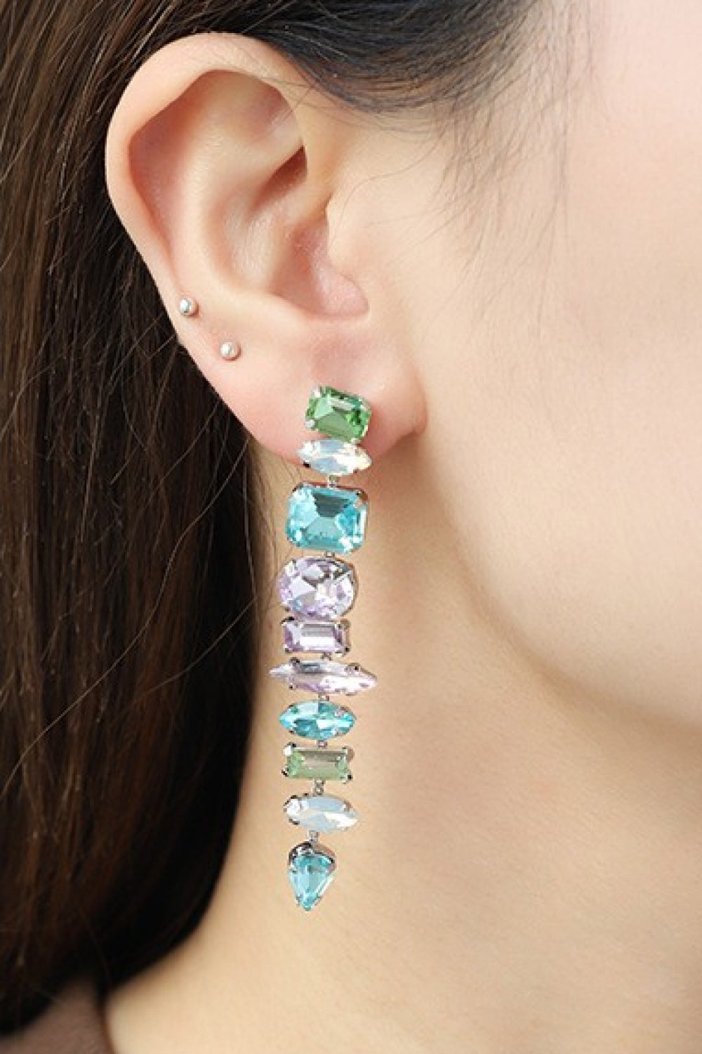 Multi-Colored Glass Stone Dangle Earrings - AllIn Computer