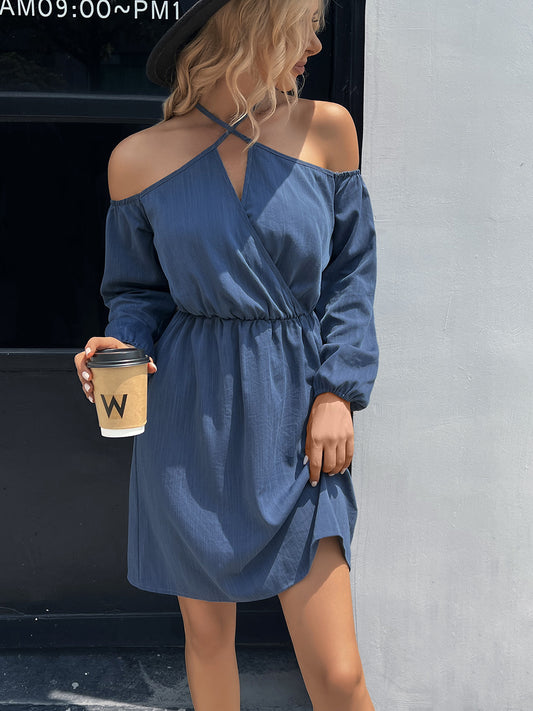 Cold-Shoulder Crisscross Mini Dress - AllIn Computer