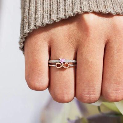 Heart Number 8 Zircon Double-Layered Ring - AllIn Computer