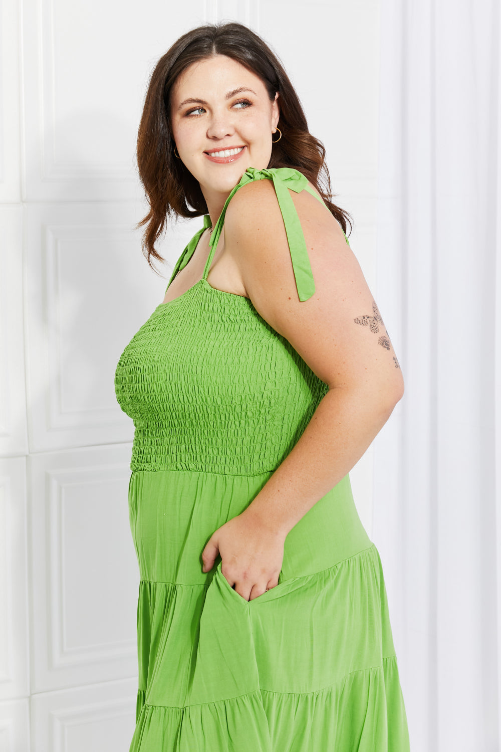 Culture Code Full Size Summer Solstice Smocked Tiered Dress - AllIn Computer