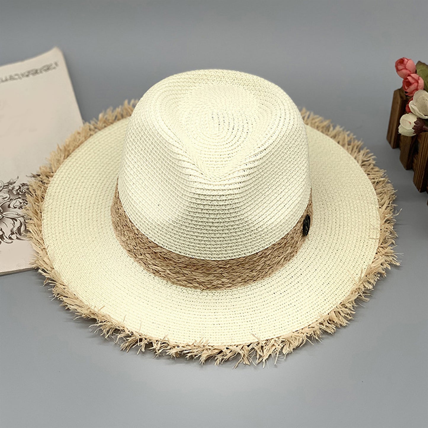 Raw Hem Raffia Hat - AllIn Computer