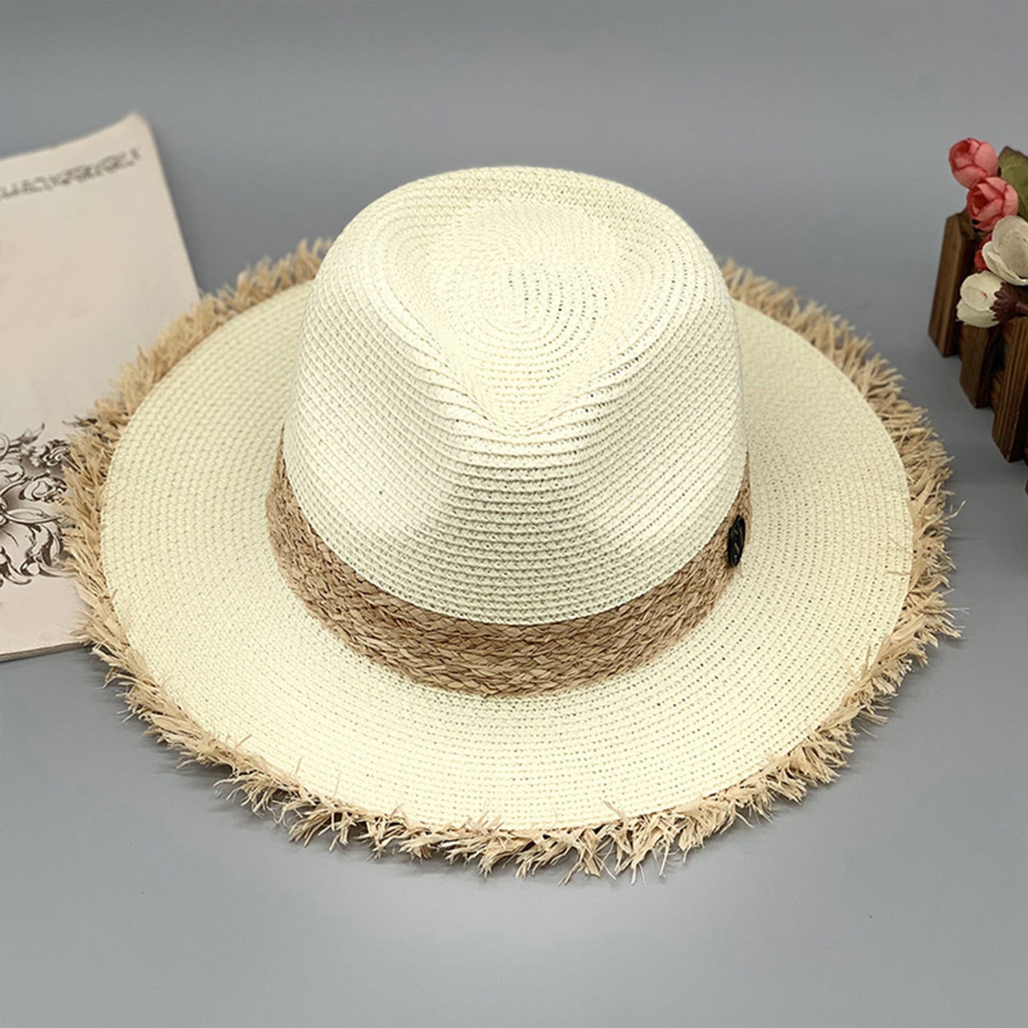 Raw Hem Raffia Hat - AllIn Computer