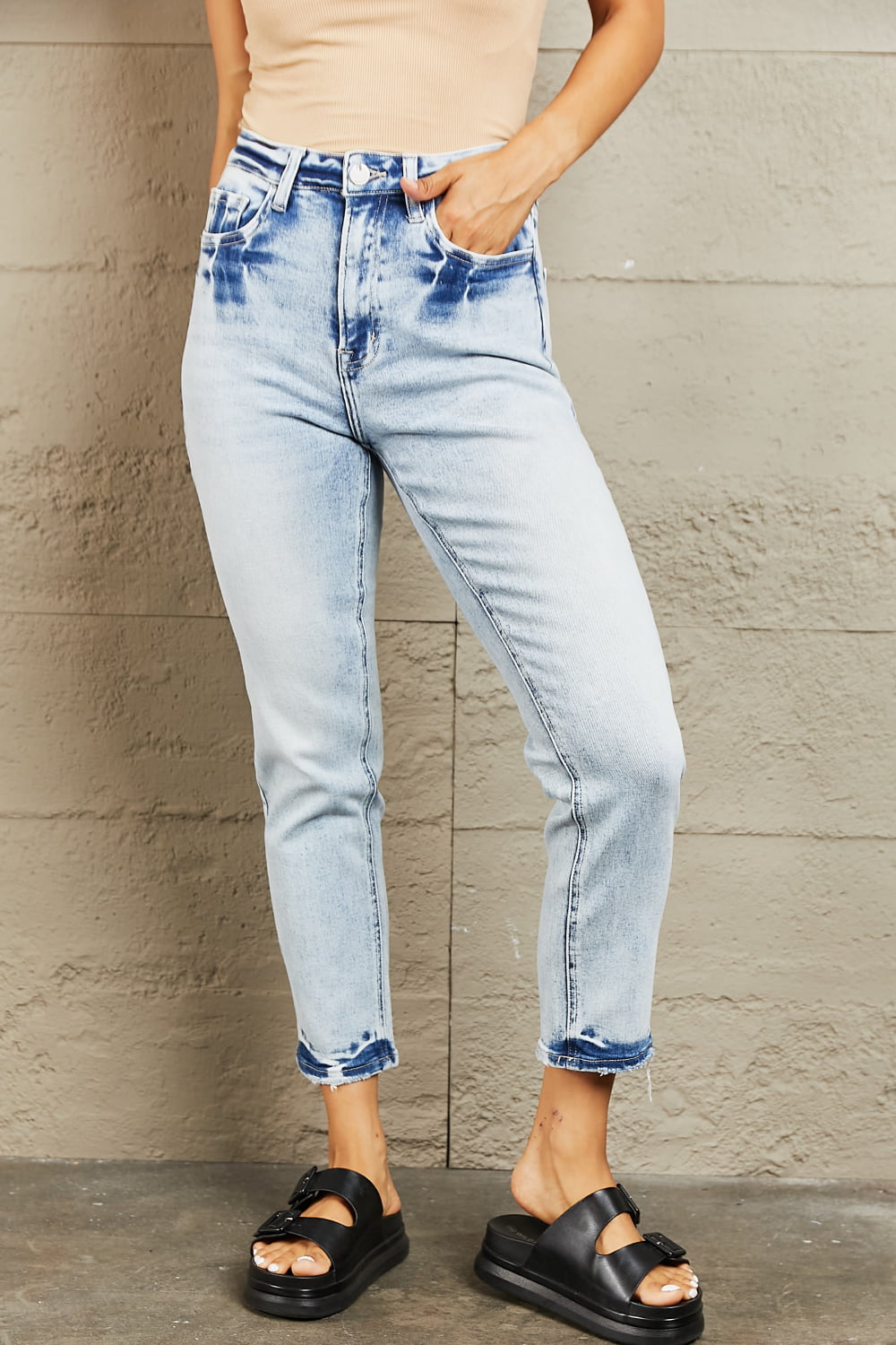 BAYEAS High Waisted Accent Skinny Jeans - AllIn Computer