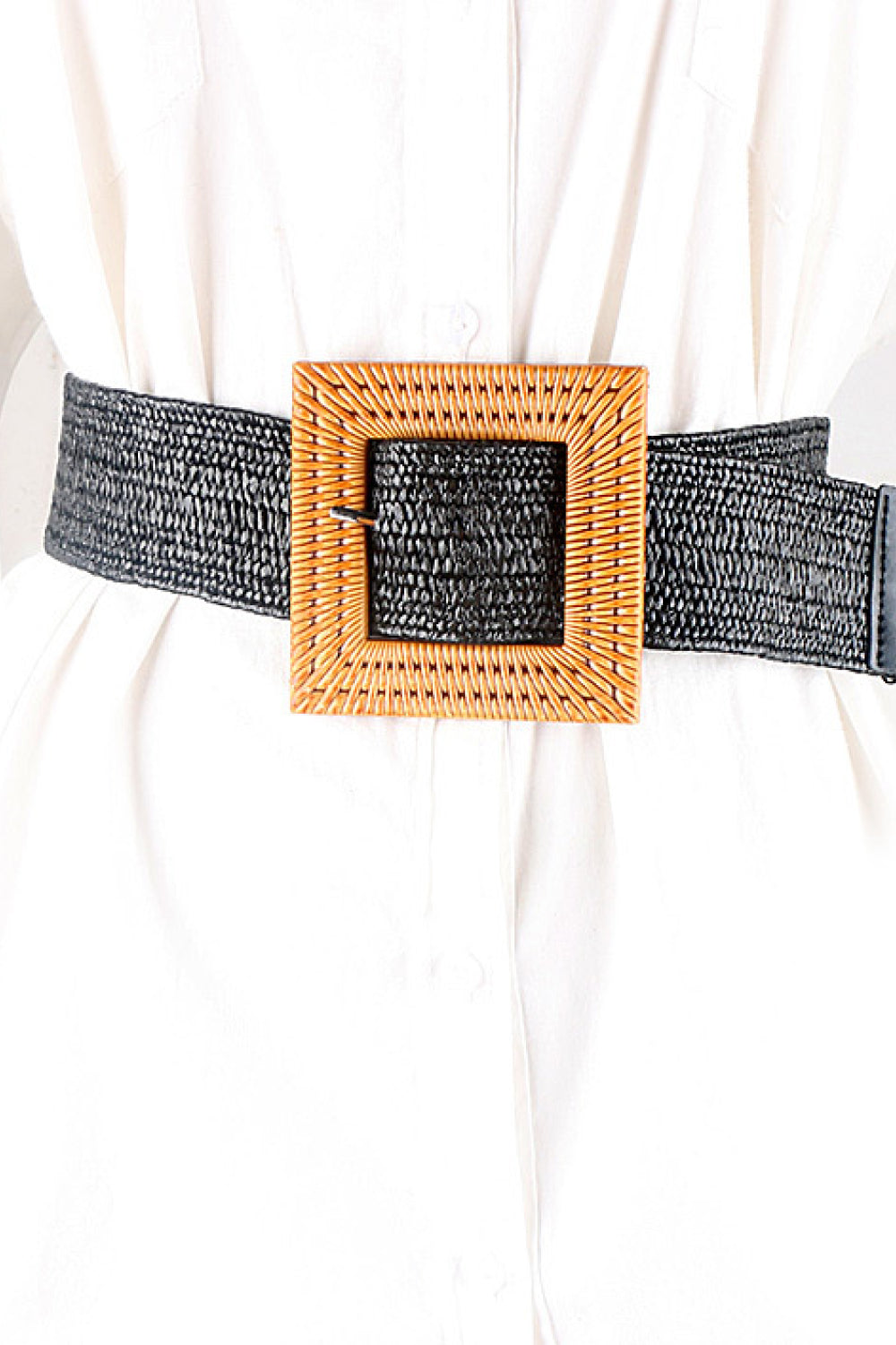 Square Buckle Elastic Braid Belt - AllIn Computer