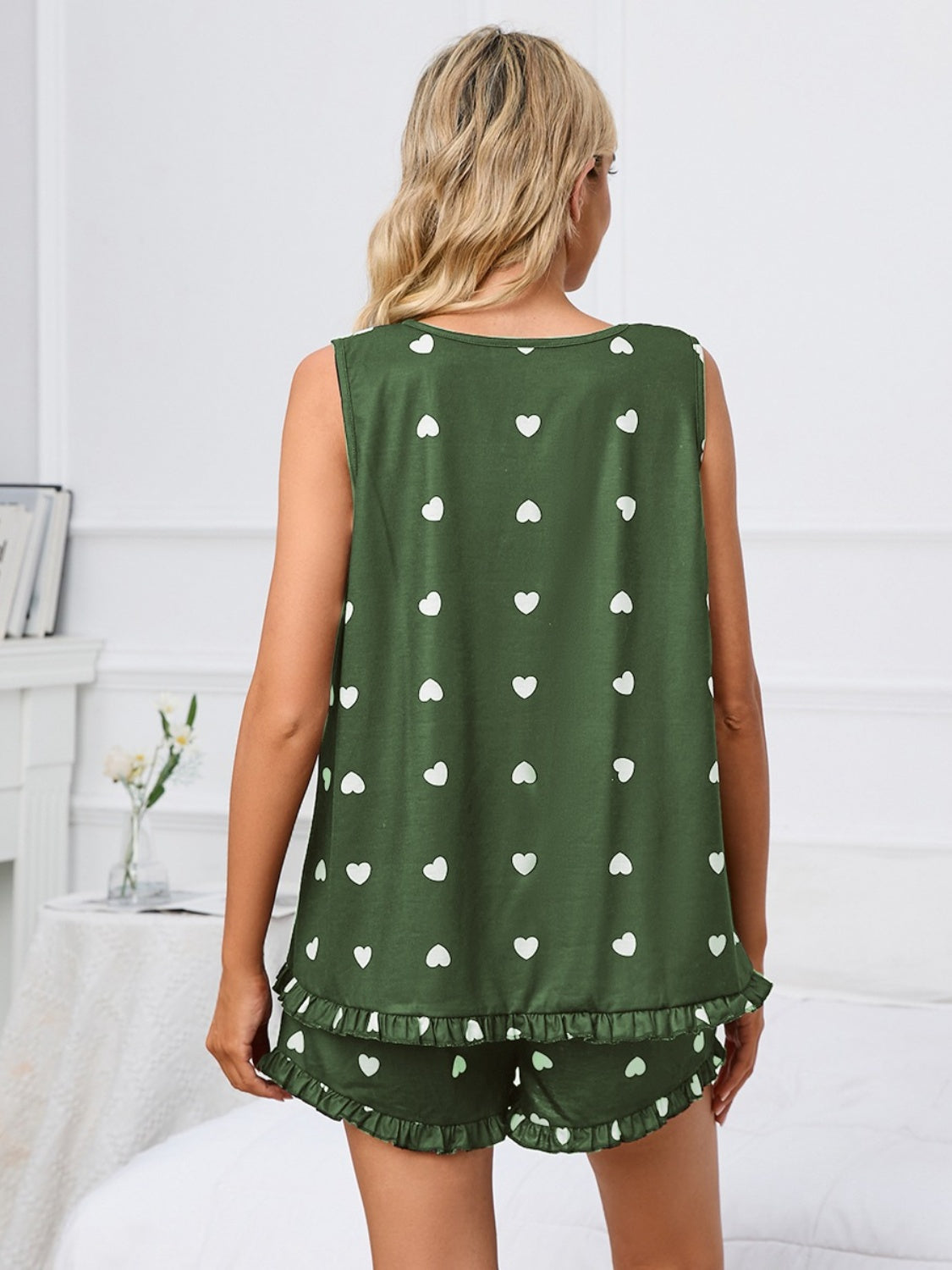 Heart Scoop Neck Tank and Shorts Lounge Set - AllIn Computer