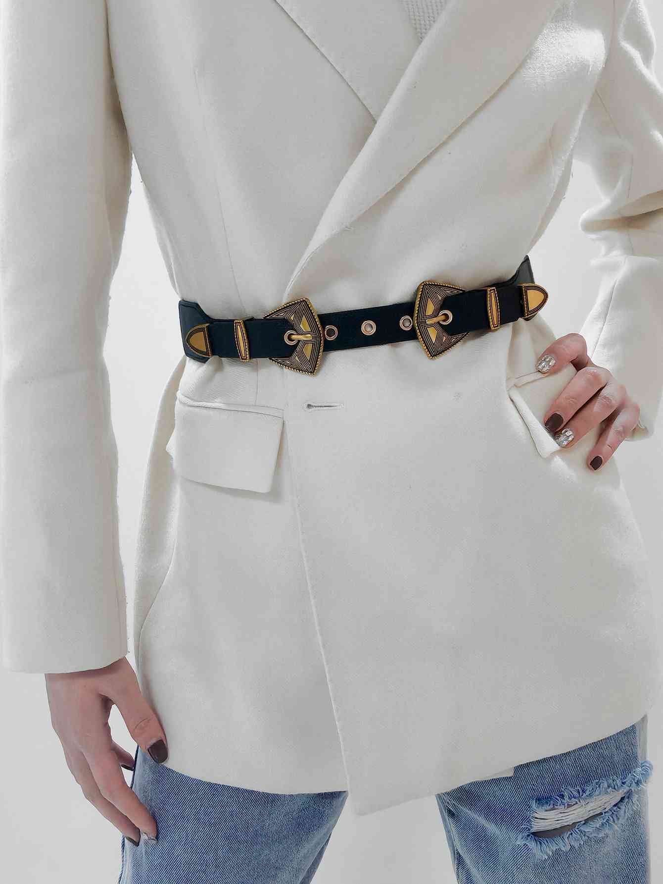 Double Buckle PU Leather Belt - AllIn Computer