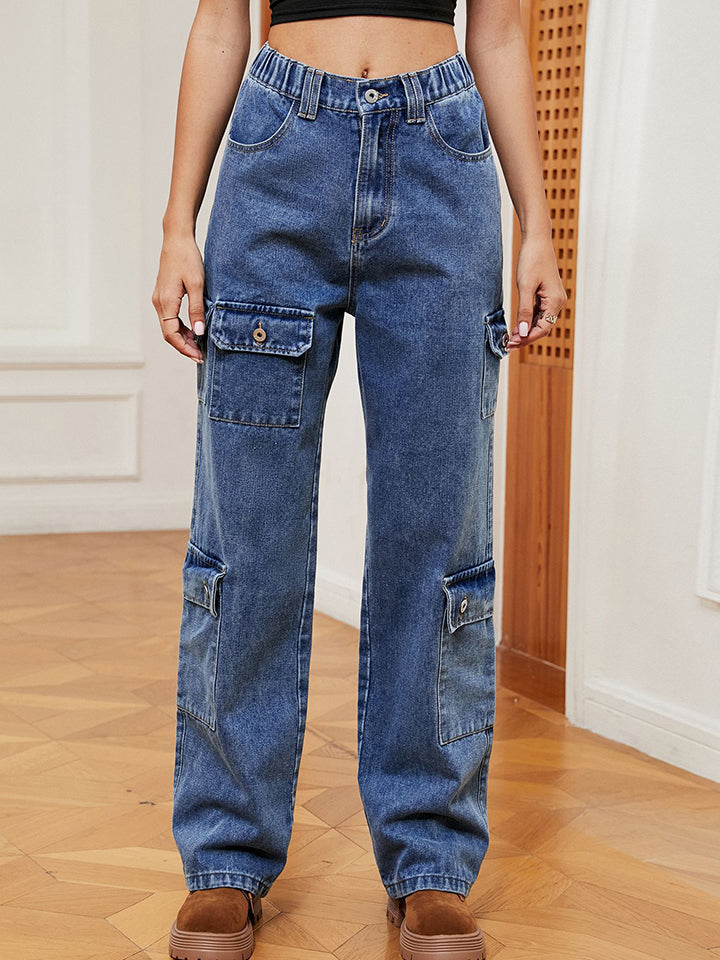 Buttoned Long Jeans - AllIn Computer