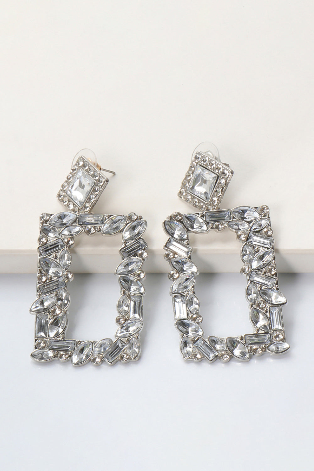 Square Shape Glass Stone Dangle Earrings - AllIn Computer