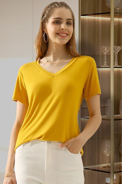 Ninexis Full Size V-Neck Short Sleeve T-Shirt - AllIn Computer