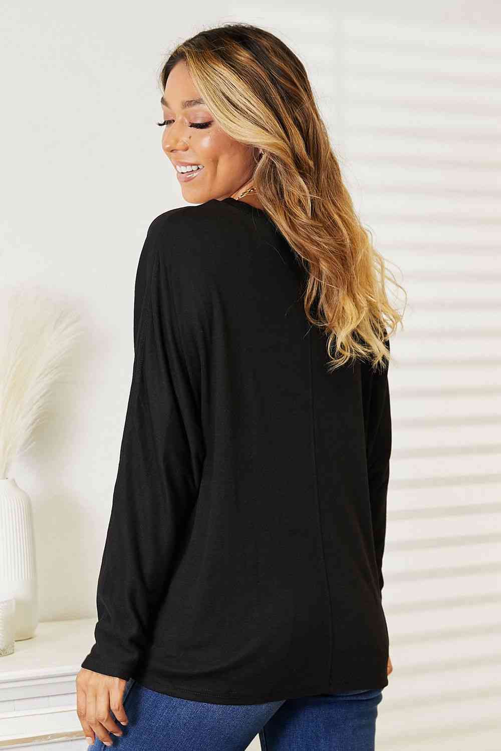 Double Take Seam Detail Round Neck Long Sleeve Top - AllIn Computer