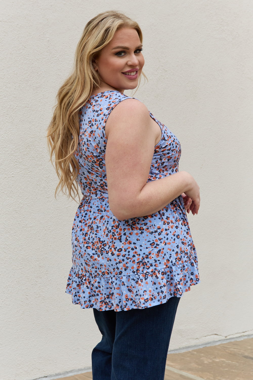 Be Stage Full Size Animal Print Babydoll Top - AllIn Computer