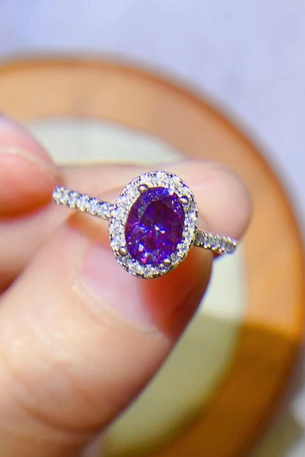 925 Sterling Silver 1 Carat Purple Moissanite Ring - AllIn Computer