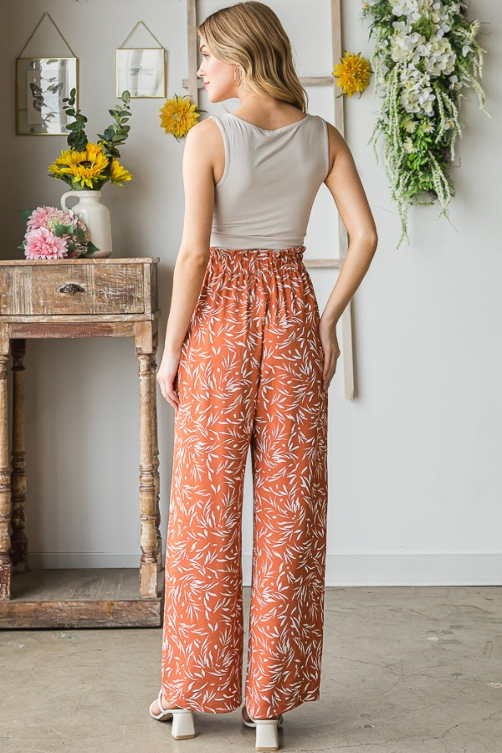 Heimish Full Size Printed Tied Straight Casual Pants - AllIn Computer