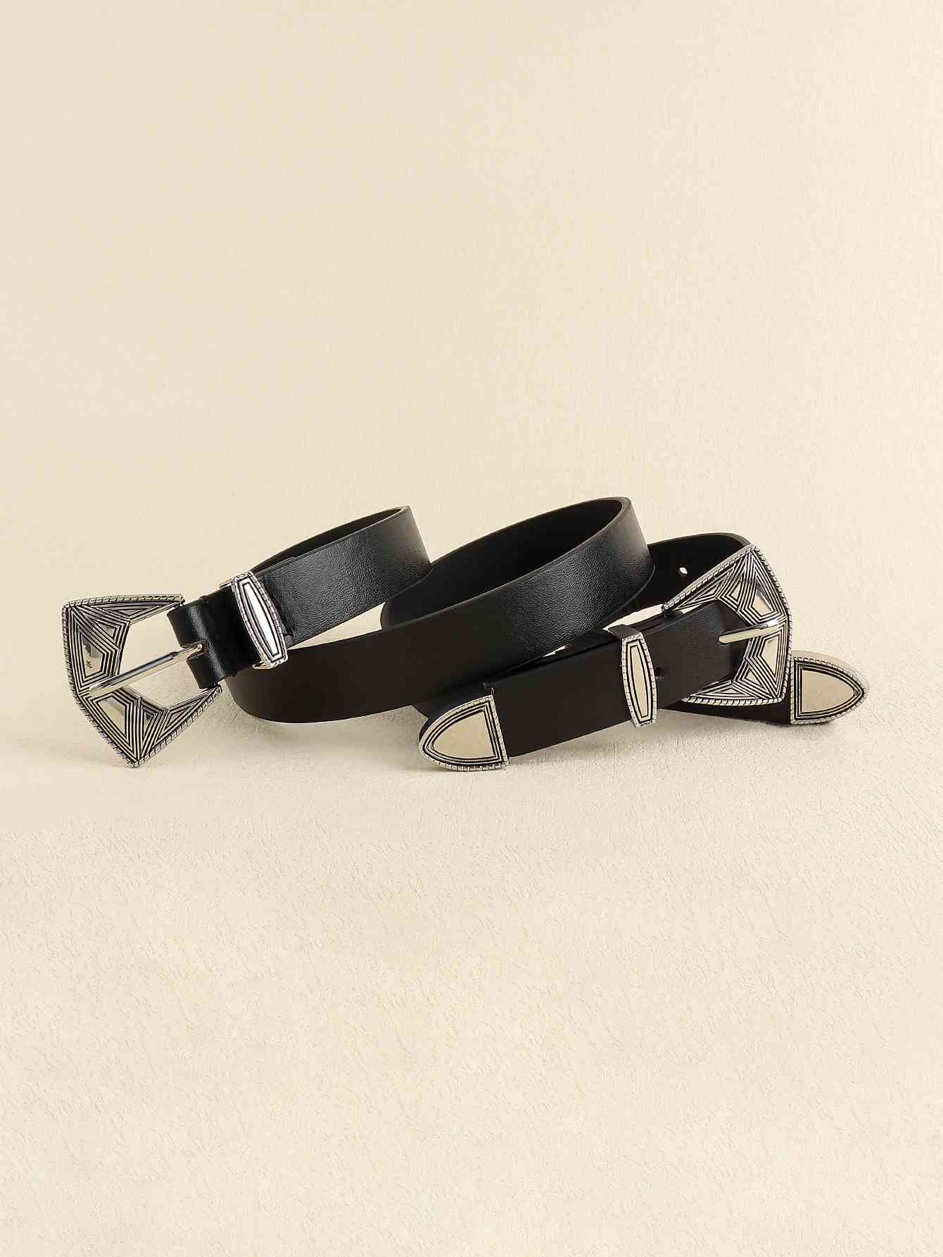 Double Buckle PU Leather Belt - AllIn Computer