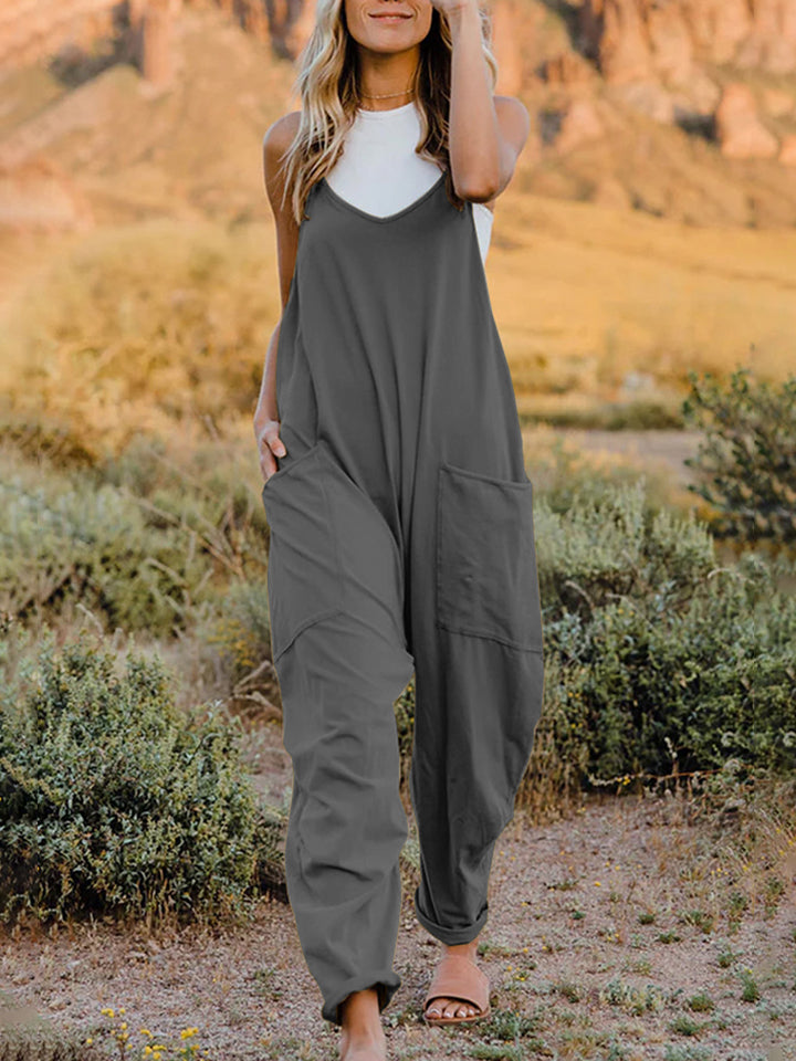 Double Take Full Size Sleeveless V-Neck Pocketed Jumpsuit - AllIn Computer