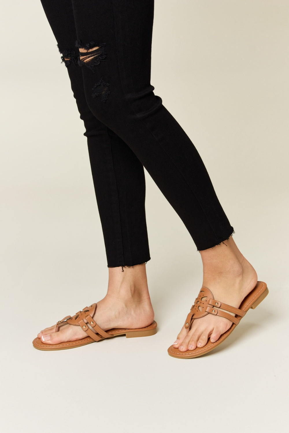 Forever Link Cutout PU Leather Open Toe Sandals - AllIn Computer