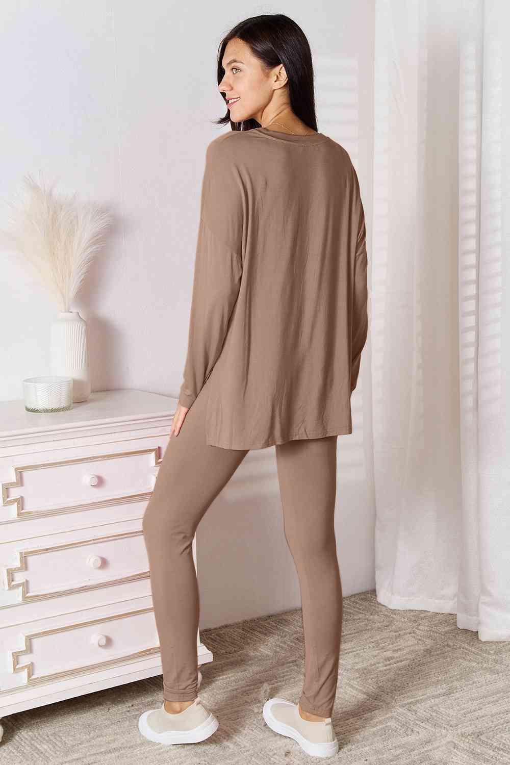 Basic Bae Full Size V-Neck Soft Rayon Long Sleeve Top and Pants Lounge Set - AllIn Computer