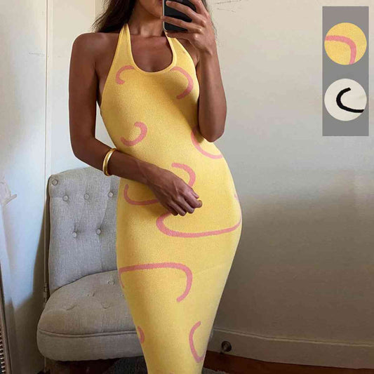 Halter Neck Midi Sweater Dress - AllIn Computer