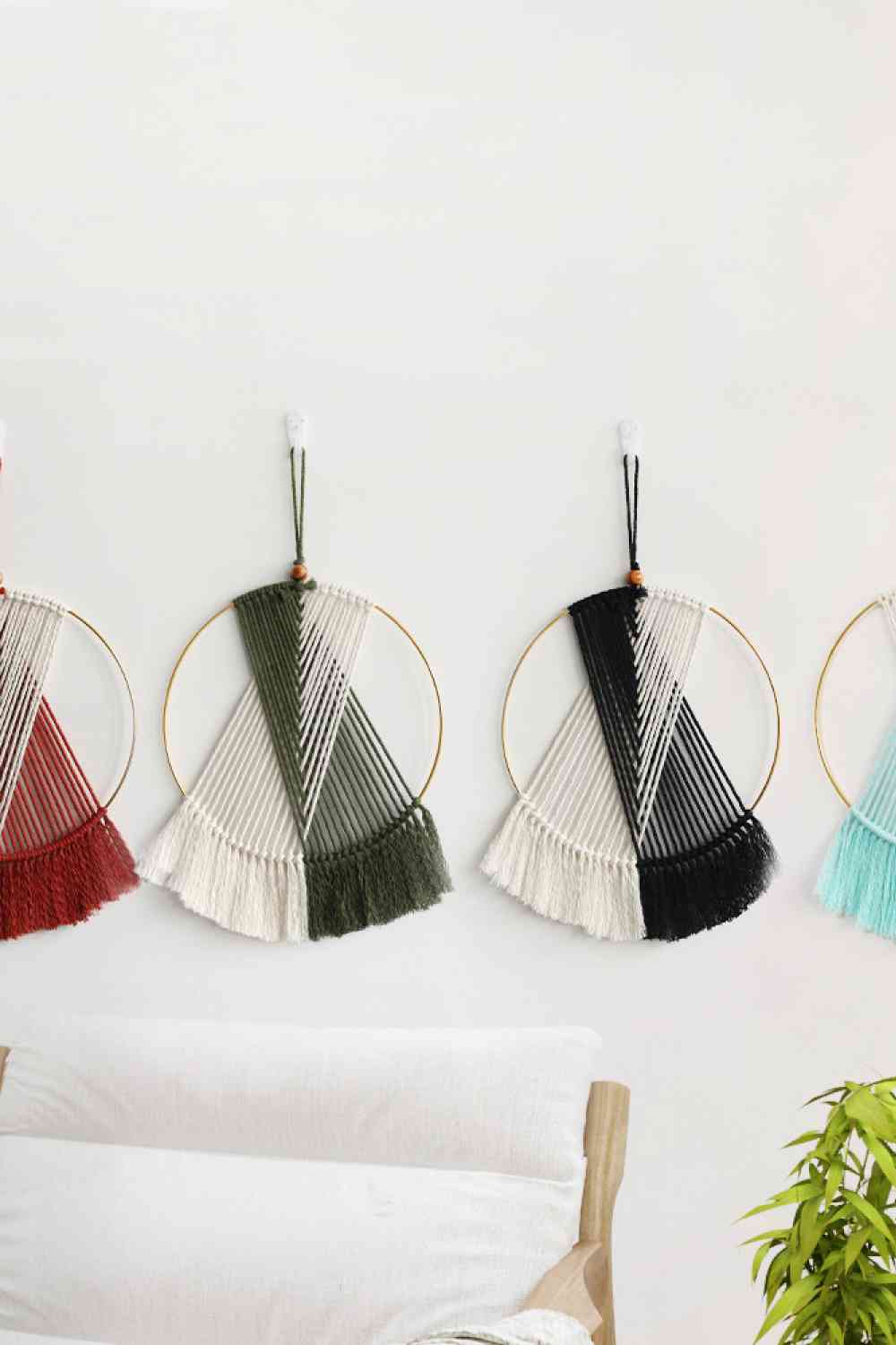 Contrast Fringe Round Macrame Hanging Wall Piece - AllIn Computer