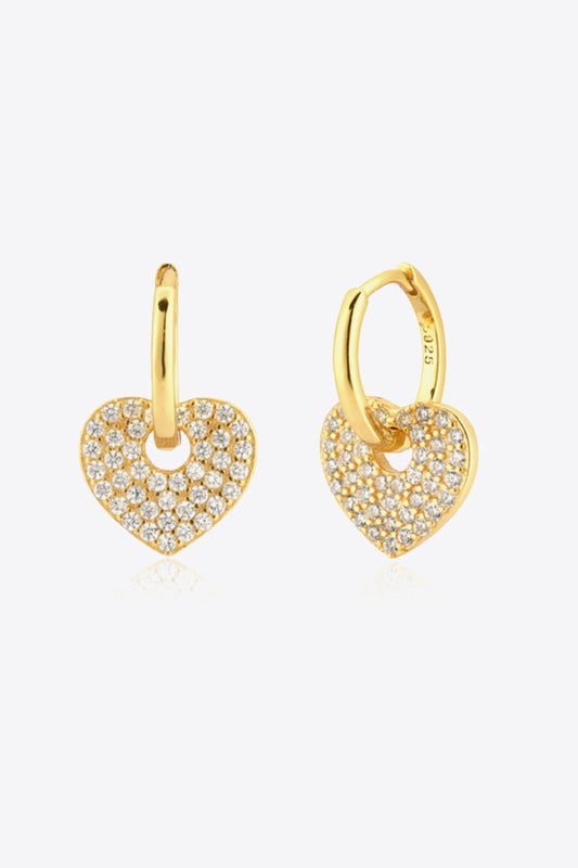 Zircon Heart Drop Huggie Earrings - AllIn Computer