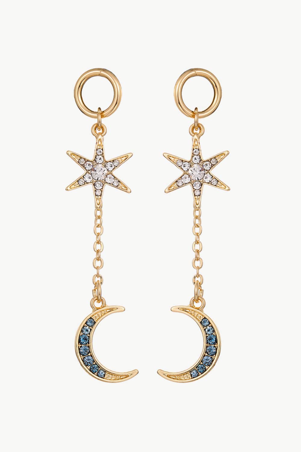 5-Pairs Wholesale Inlaid Rhinestone Star and Moon Drop Earrings - AllIn Computer