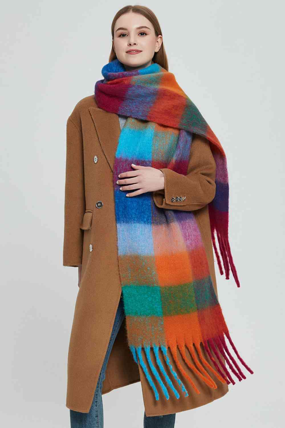 Fringe Detail Polyester Scarf - AllIn Computer