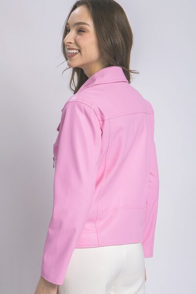 LOVE TREE Collared Neck Zip Up Jacket - AllIn Computer