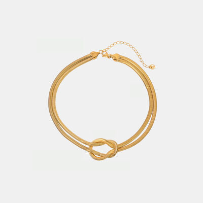 Double Layered Knot Herringbone Choker Necklace - AllIn Computer