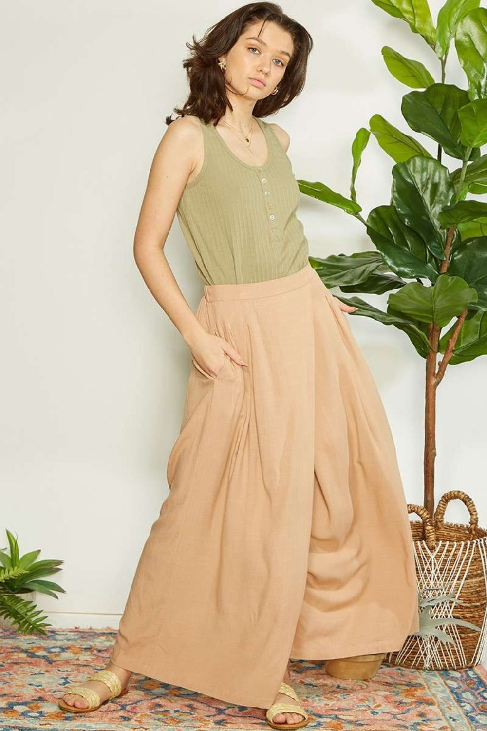 Mittoshop Wrap Pleating Detail Wide Leg Pants - AllIn Computer