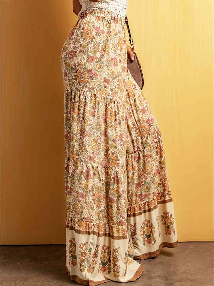 Floral Tiered Wide Leg Pants - AllIn Computer