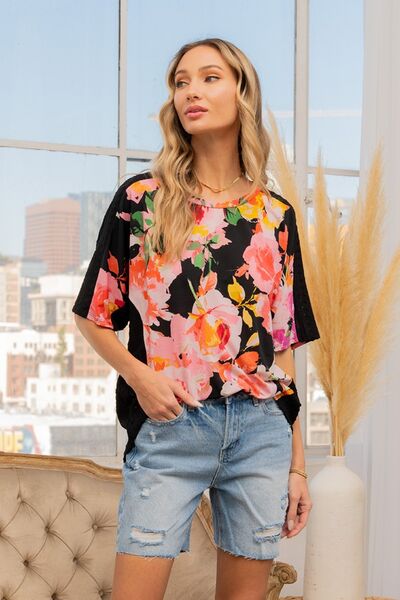 Sew In Love Full Size Floral Round Neck Short Sleeve T-Shirt - AllIn Computer