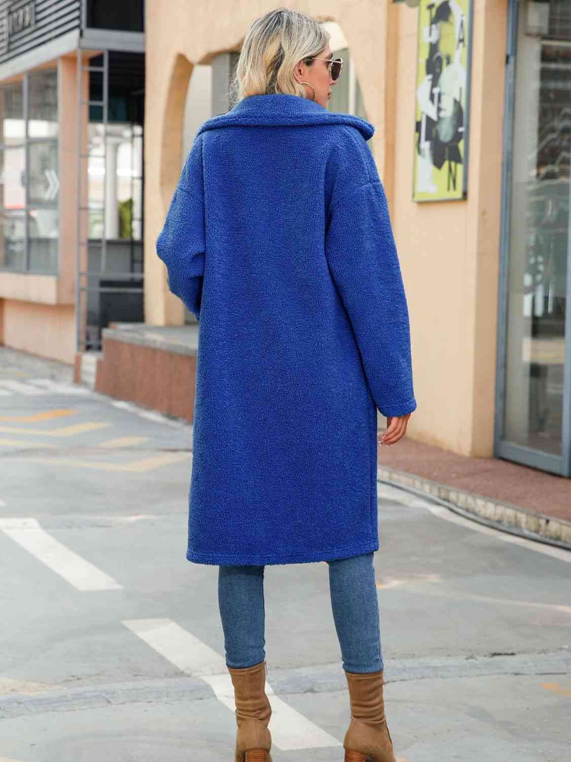 Collared Neck Button Down Coat - AllIn Computer