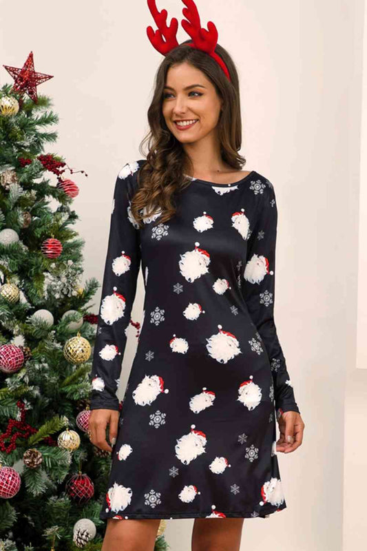 Full Size Christmas Long Sleeve Dress - AllIn Computer