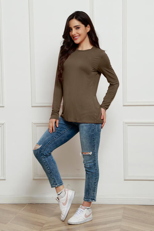 Basic Bae Full Size Round Neck Long Sleeve Top - AllIn Computer
