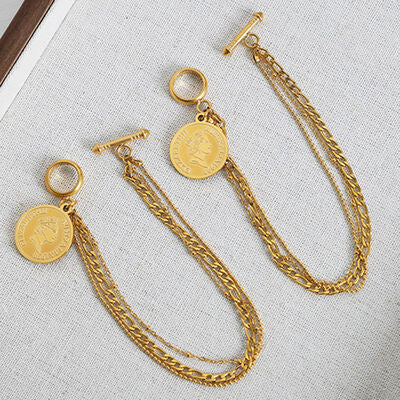 Coin Pendant Toggle clasp 18K Gold-Plated Bracelet - AllIn Computer