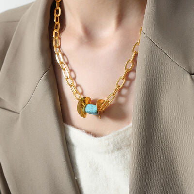 Natural Stone Pendant Titanium Steel Necklace - AllIn Computer