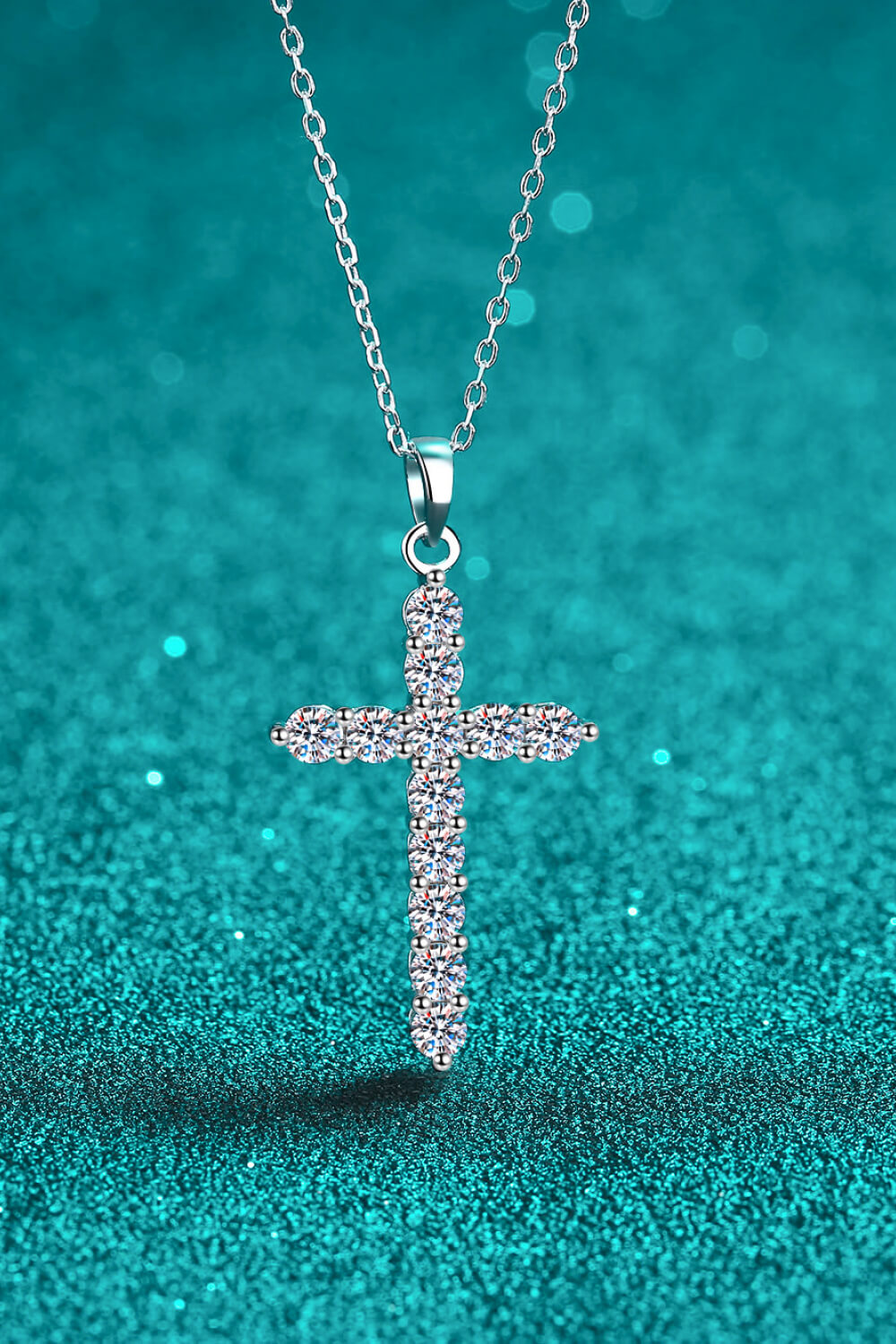 Adored 925 Sterling Silver Cross Moissanite Necklace - AllIn Computer