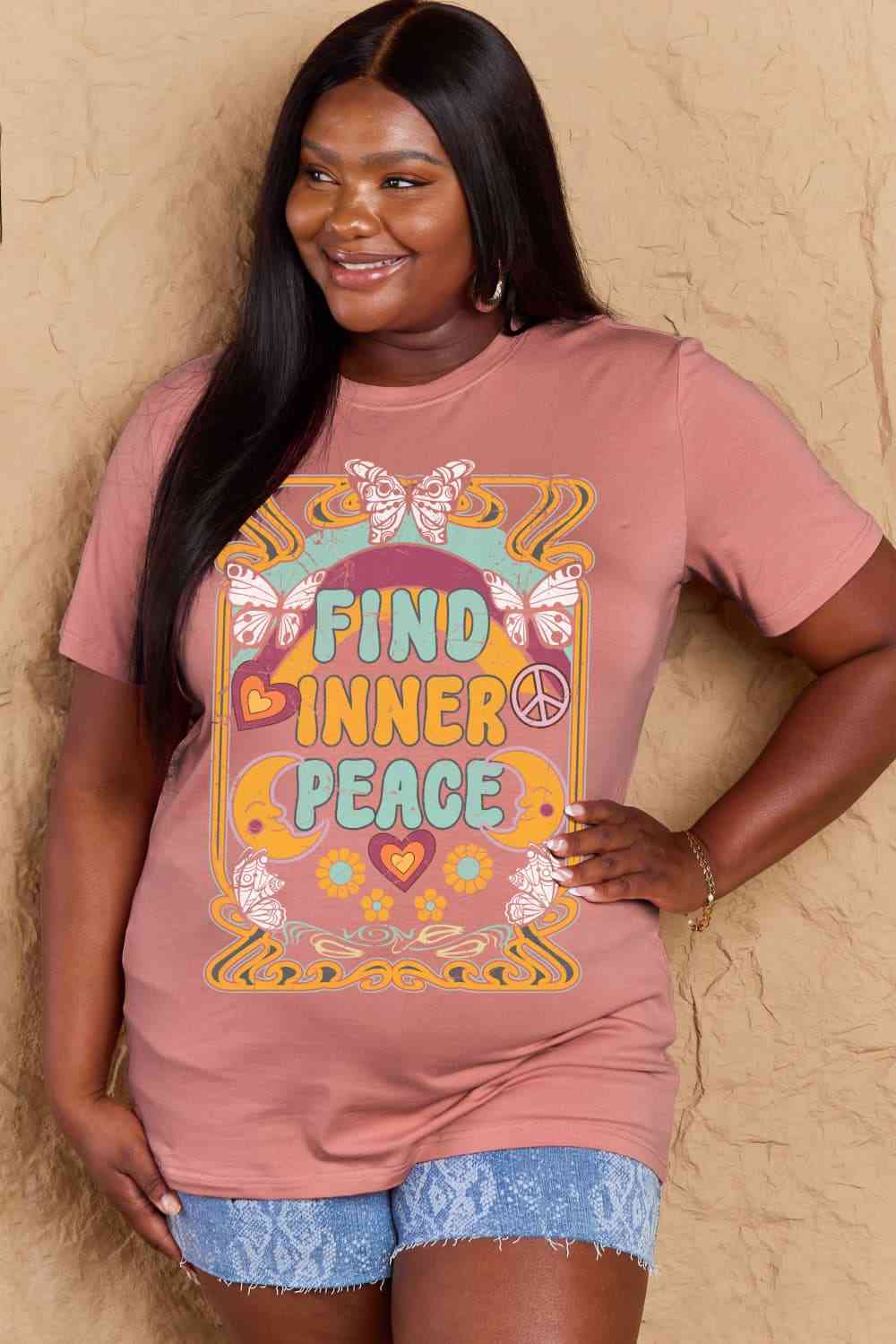 Simply Love Full Size FIND INNER PEACE Graphic Cotton T-Shirt - AllIn Computer