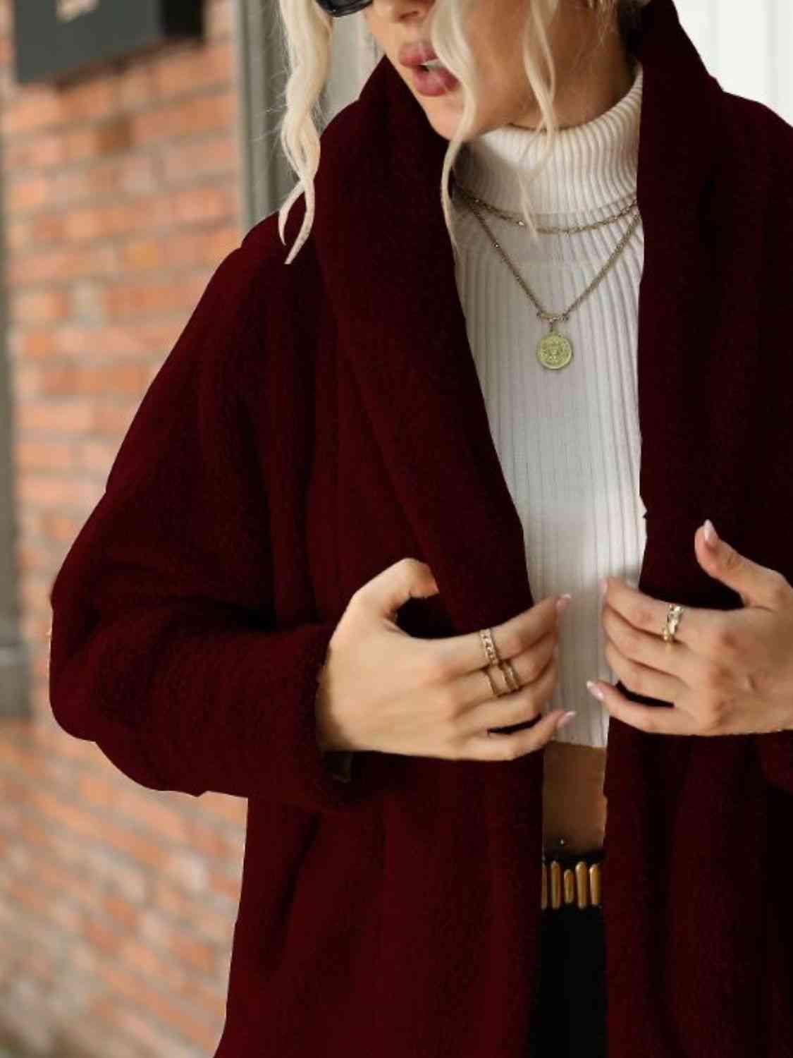Open Front Hooded Teddy Coat - AllIn Computer